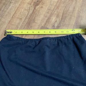 Girls drawstring navy skirt; crystals down sides